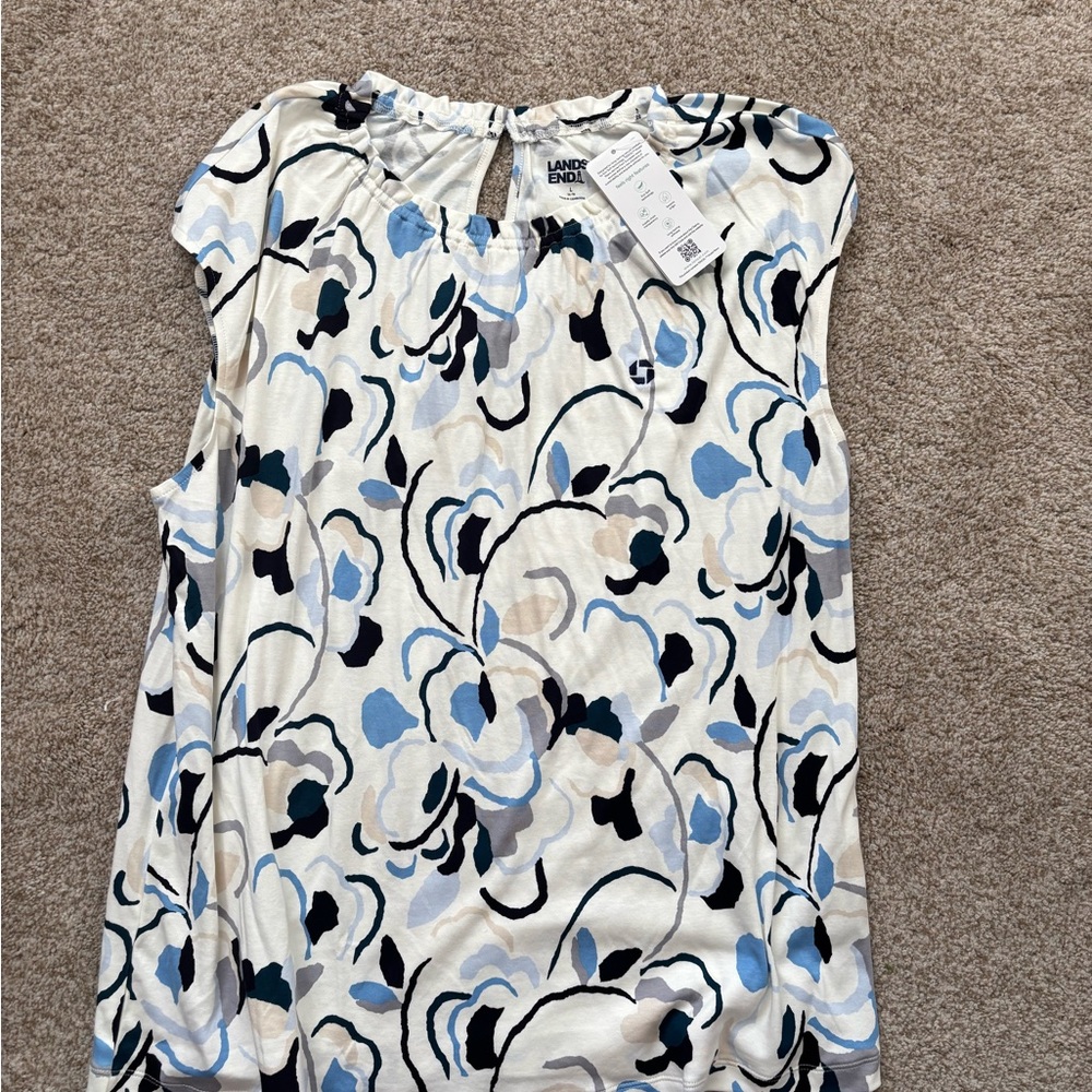 Chase Bank Lands' End Sleeveless Pleated Blouse